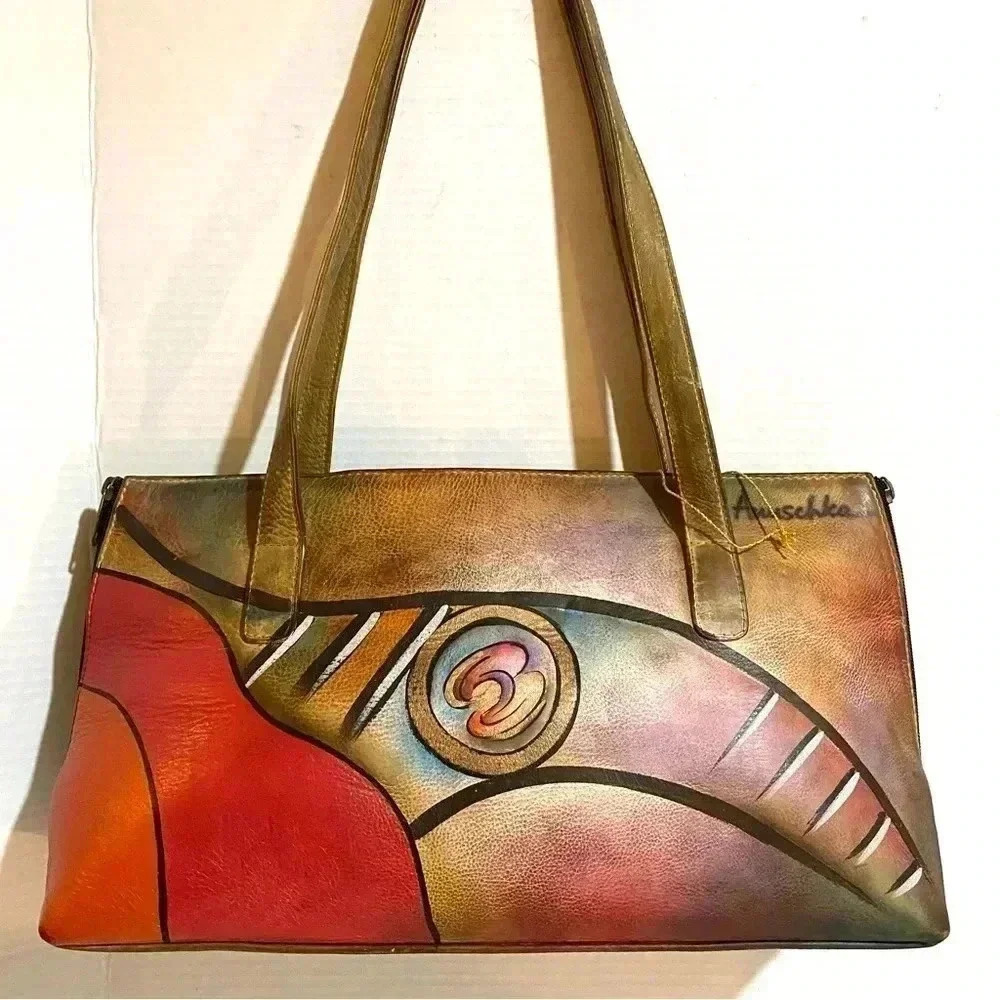 Anuschka Hand Painted Multicolor Leather Shoulder